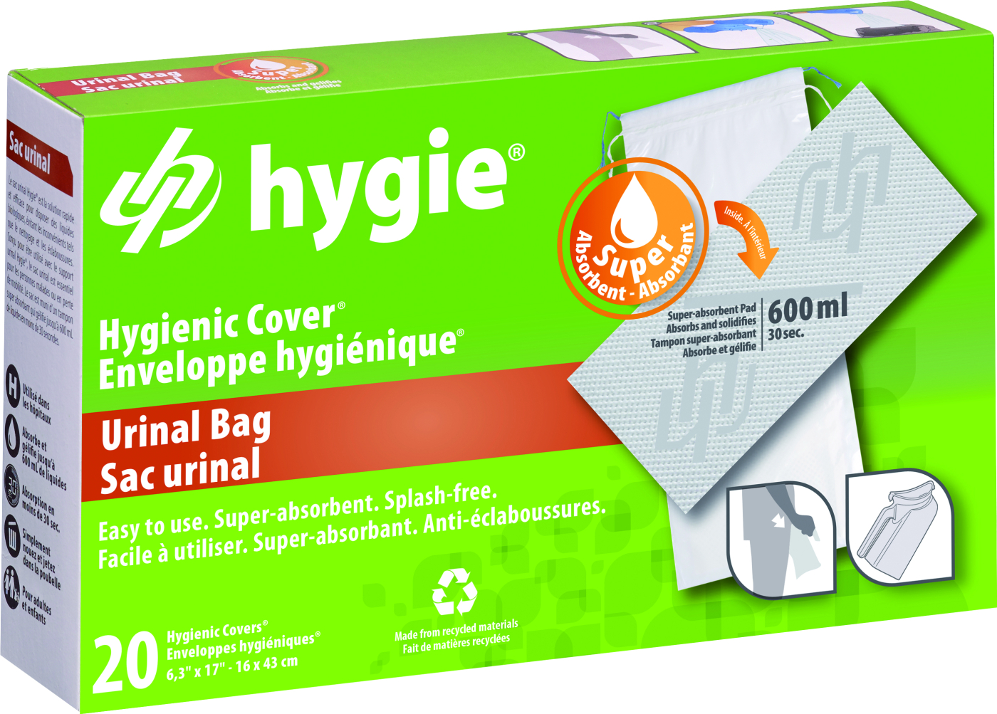 Enveloppes hygiéniques support urinal