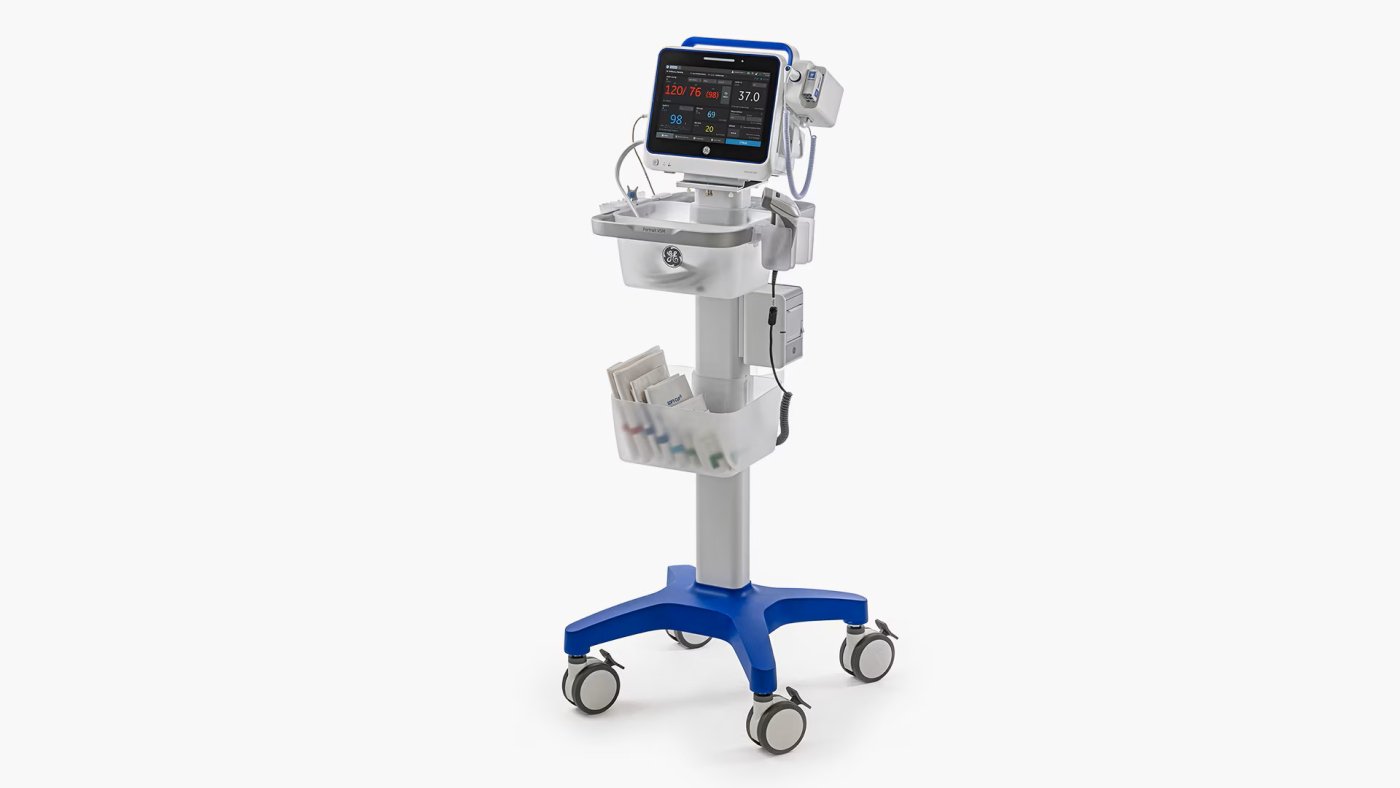  Portrait VSM, on roll stand, with barcode reader, exergen temperature option and printer