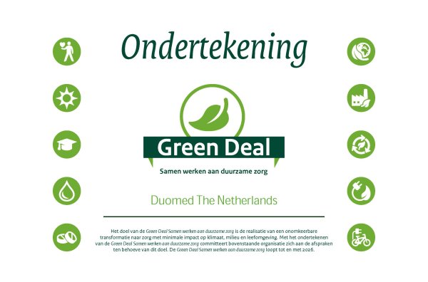 Duomed NL heeft de Green Deal 3.0 ‘Samen werken aan duurzame zorg’ ondertekend